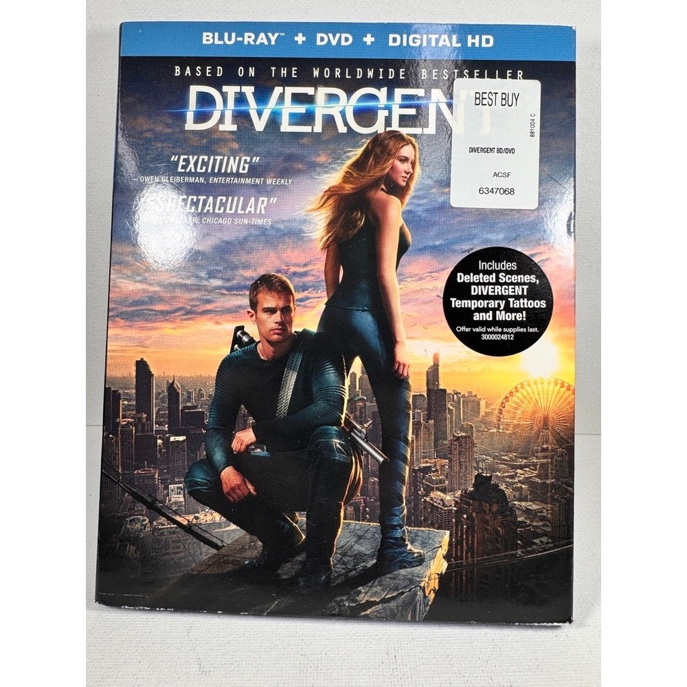 Divergent Blu-ray DVD Digital HD Combo Pack Lionsgate Sci-Fi Movie Slipcover‎